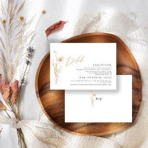Romantic Gold & Blush Pressed Flowers Wedding Enclosure Card