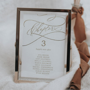 Romantic Gold Book Chapter Seating Chart Card