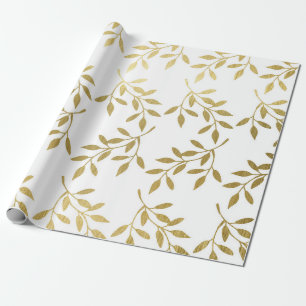 Romantic Gold Botanical Leaf Wedding Wrapping Pape Paper