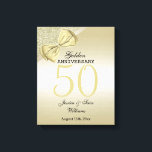 Romantic Gold Bow & Glitter 50th Wedding        Canvas Print<br><div class="desc">Beautiful and classy 50th Wedding Anniversary Celebration canvas print. With a classy romantic gold bow with ribbon on a glitzy gold glitter and gradient background. All text is fully customisable to meet your requirements. If you would like help to customise your product or would like matching products or even a...</div>