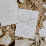 Romantic Gold Calligraphy All In One Wedding Invitation<br><div class="desc">This romantic gold calligraphy all in one wedding invitation is perfect for a simple wedding. The modern classic design features fancy swirls and whimsical flourishes with gorgeous elegant hand lettered faux champagne gold foil typography. Save paper by including the details on the back of the wedding invitation instead of on...</div>