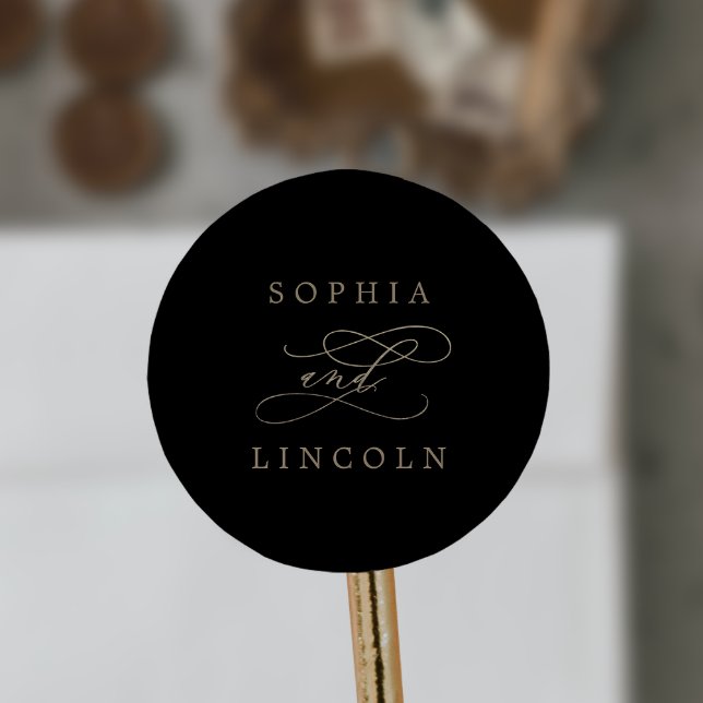 Romantic Gold Calligraphy Black Envelope Seals (Creator Uploaded)