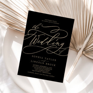 Romantic Gold Calligraphy   Black The Wedding Of Invitation
