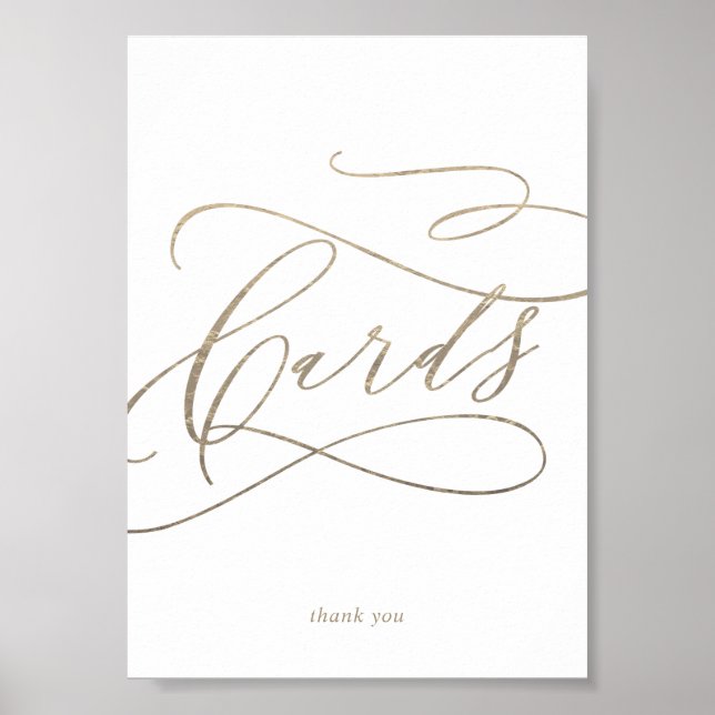 Romantic Gold Calligraphy Cards Table Sign (Front)