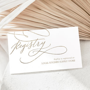 Romantic Gold Calligraphy Flourish Gift Registry Enclosure Card