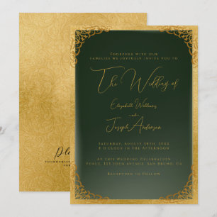 Romantic Gold Calligraphy & Gold Foil Wedding Invitation