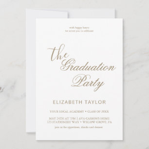 Romantic Gold Calligraphy Graduation Celebration Invitation