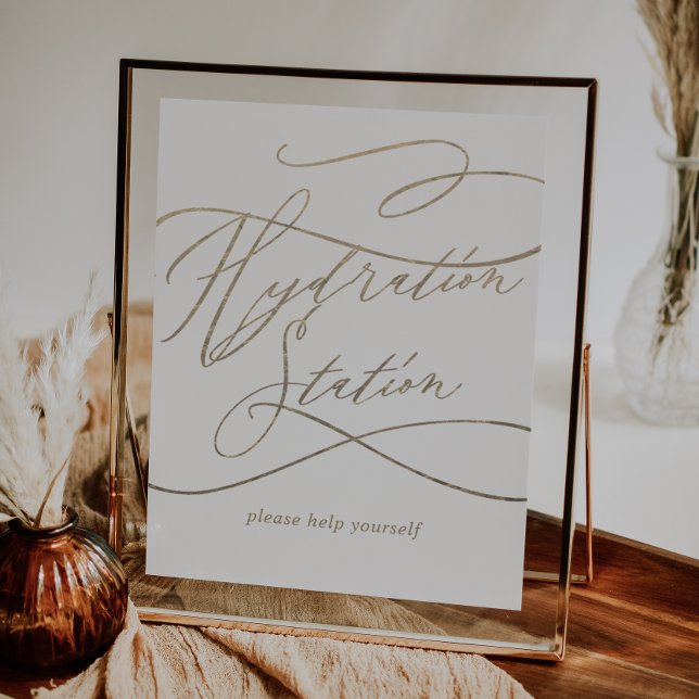 Romantic Gold Calligraphy Hydration Station Poster (Creator Uploaded)
