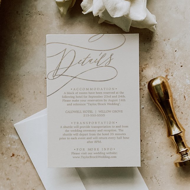 Romantic Gold Calligraphy | Ivory Details Enclosure Card (Creator Uploaded)