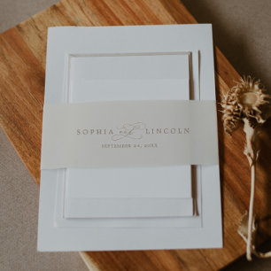 Romantic Gold Calligraphy   Ivory Flourish Wedding Invitation Belly Band