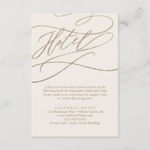 Romantic Gold Calligraphy   Ivory Hotel Enclosure Card