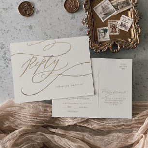 Romantic Gold Calligraphy   Ivory Menu Choice RSVP