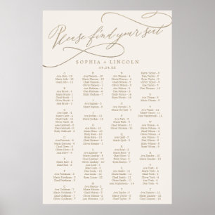 Romantic Gold Calligraphy   Ivory Seating Chart