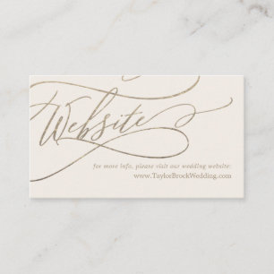 Romantic Gold Calligraphy Ivory Wedding Website Enclosure Card