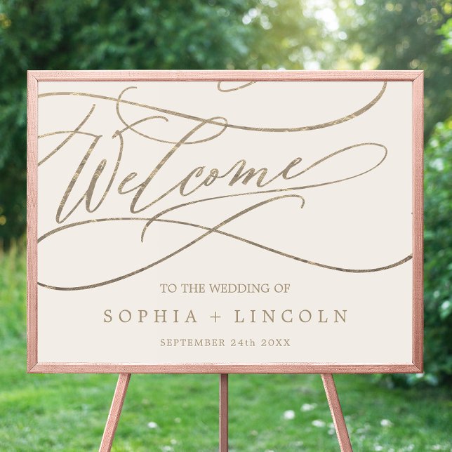 Romantic Gold Calligraphy | Ivory Welcome Wedding Poster (Creator Uploaded)