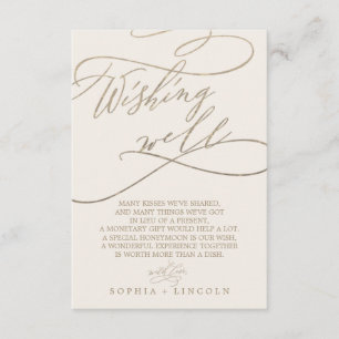 Romantic Gold Calligraphy   Ivory Wishing Well Enclosure Card