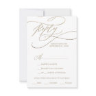 Romantic Gold Calligraphy Menu Choice RSVP Card