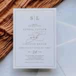Romantic Gold Calligraphy Monogram Wedding Invitat Invitation<br><div class="desc">This romantic gold calligraphy monogram wedding invitation is perfect for a simple wedding. The modern classic design features fancy swirls and whimsical flourishes with gorgeous elegant hand lettered faux champagne gold foil typography. Please Note: This design does not feature real gold foil. It is a high quality graphic made to...</div>