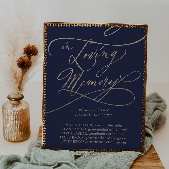 Romantic Gold Calligraphy | Navy In Loving Memory Poster (Creator Uploaded)