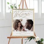 Romantic Gold Calligraphy Photo Welcome Wedding Poster<br><div class="desc">This romantic gold calligraphy photo welcome wedding poster is perfect for a simple wedding. The modern classic design features fancy swirls and whimsical flourishes with gorgeous elegant hand lettered faux champagne gold foil typography. Customise the poster with the name of the bride and groom, and the date of the wedding....</div>