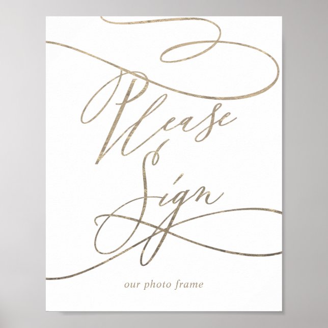 Romantic Gold Calligraphy Please Sign Poster (Front)