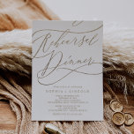 Romantic Gold Calligraphy Rehearsal Dinner Invitation<br><div class="desc">This romantic gold calligraphy rehearsal dinner invitation is perfect for a simple wedding rehearsal. The modern classic design features fancy swirls and whimsical flourishes with gorgeous elegant hand lettered faux champagne gold foil typography. Please Note: This design does not feature real gold foil. It is a high quality graphic made...</div>