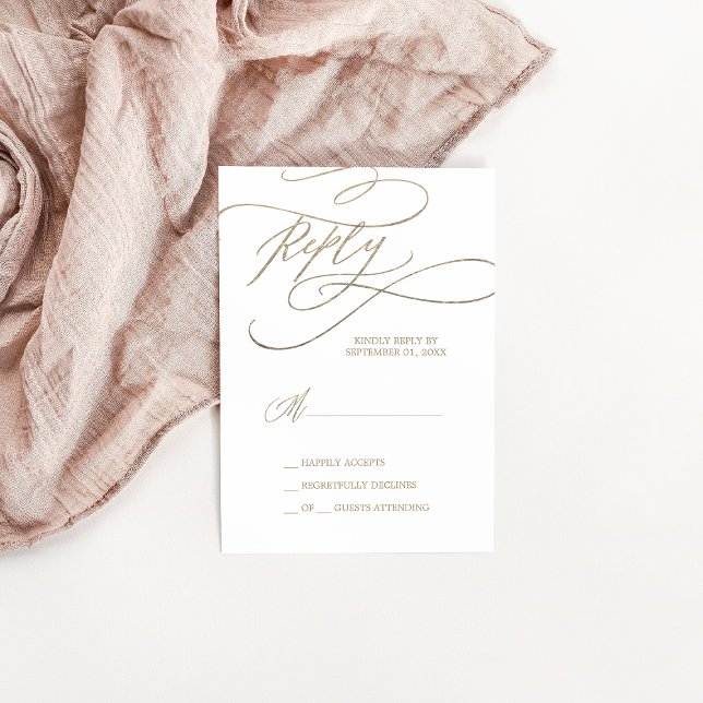 Romantic Gold Calligraphy Simple RSVP Card (Creator Uploaded)