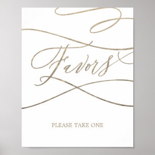 Romantic Gold Calligraphy Wedding Favours Sign