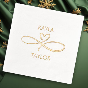 Romantic Gold Calligraphy Wedding  Foil Napkins