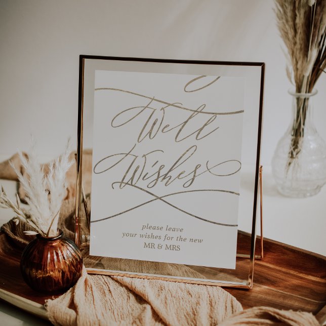Romantic Gold Calligraphy Wedding Well Wishes Poster (Creator Uploaded)