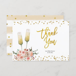 Romantic Gold Cheers to Love Thank You Card