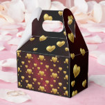 Romantic Gold & Crimson Wedding Favor Box<br><div class="desc">Make your party favors unforgettable with these luxury 3D gold heart favor boxes. Featuring a sophisticated metallic heart pattern over a deep, smoky crimson red background, these boxes bring a touch of opulent romance to your event tables. Perfectly sized for gourmet chocolates, small keepsakes, or jewelry. These high-quality cardstock boxes...</div>