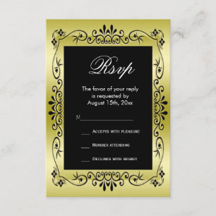 Romantic Gold Decorative Framed 50th Wedding RSVP Card