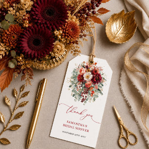 Romantic gold eucalyptus fall bridal shower favour gift tags
