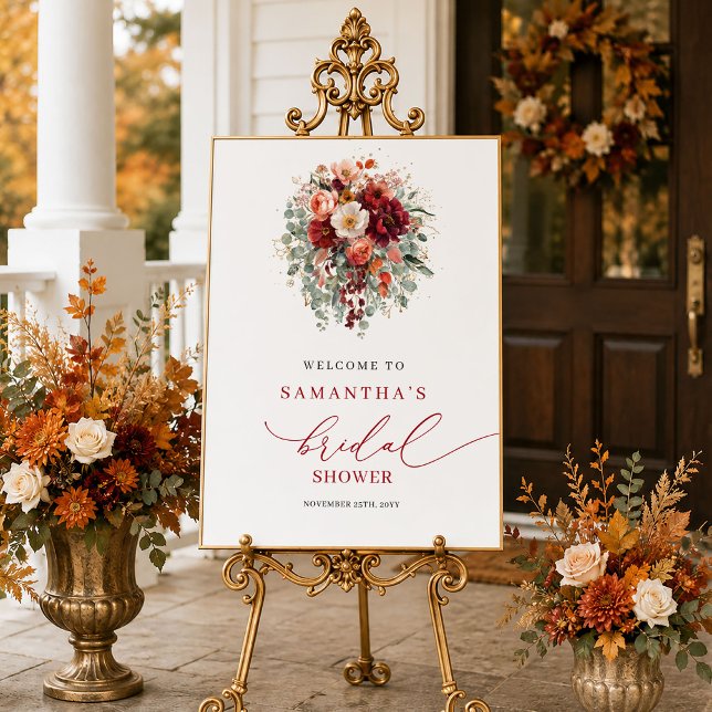 Romantic gold eucalyptus fall bridal shower welcom poster (Romantic gold eucalyptus fall bridal shower welcome sign

)