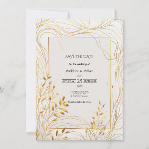 Romantic Gold & Eucalyptus Wedding Save The Date
