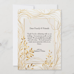 Romantic Gold & Eucalyptus Wedding Thank You Card
