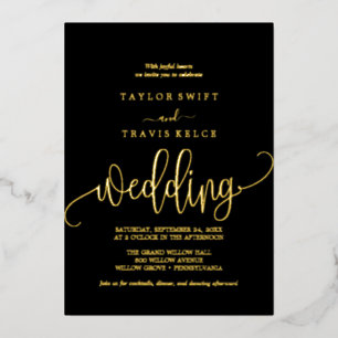 Romantic Gold Foil Black Flourish Wedding