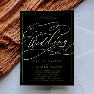 Romantic Gold Foil Black Frame Wedding