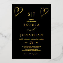 Romantic Gold Foil | Black Monogram Wedding