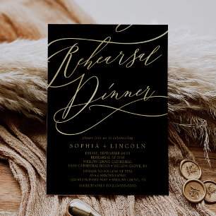 Romantic Gold Foil   Black Rehearsal Dinner