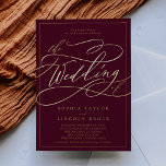 Romantic Gold Foil | Burgundy Frame Wedding<br><div class="desc">This romantic gold foil burgundy frame wedding invitation is perfect for a simple wedding. The modern classic design features fancy swirls and whimsical flourishes with gorgeous elegant hand lettered gold foil stamped typography and a formal foil frame on a burgundy background.</div>