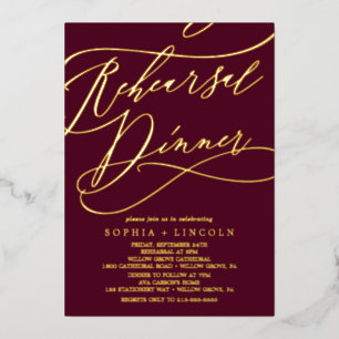 Romantic Gold Foil   Burgundy Rehearsal Dinner