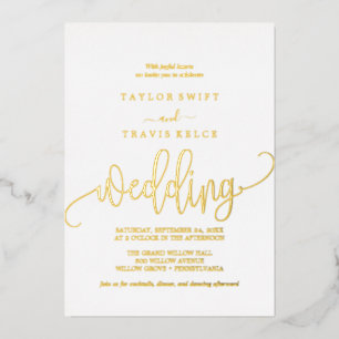 Romantic Gold Foil Calligraphy Flourish Wedding 
