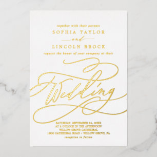 Romantic Gold Foil Calligraphy Flourish Wedding