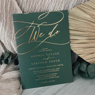 Romantic Gold Foil Emerald Flourish We Do Wedding