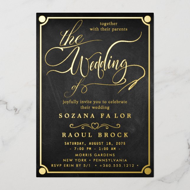 Romantic Gold Foil Emerald Flourish We Do Wedding  (Front)