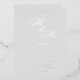 Romantic Gold Foil Ivory Mr & Mrs Wedding