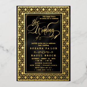 Romantic Gold Foil   Navy Blue Frame Wedding