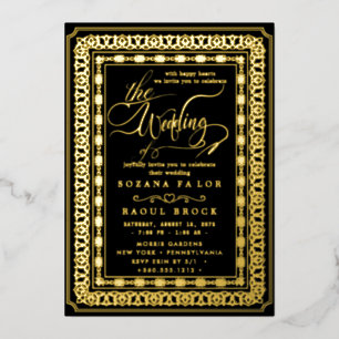 Romantic Gold Foil   Navy Blue Frame Wedding